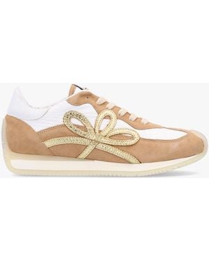 Daniel Movie Gold & Tan Suede Nylon Runner Trainers - White