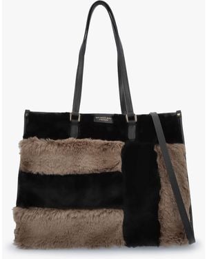 MY BEST BAG Multicoloured Faux Fur & Leather Tote Bag - Black