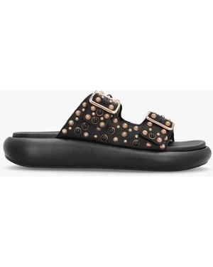 Ash Viking Black Leather Studded Chunky Sliders
