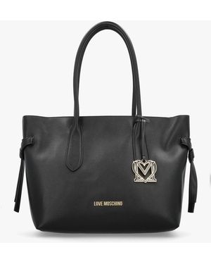 Love Moschino Logo Charm Tote Bag - Black
