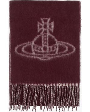 Vivienne Westwood Double Face Bordeaux Wool Scarf - Purple