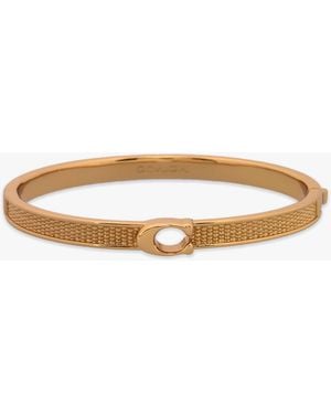 COACH Textured C Logo Hinge Bangle - White