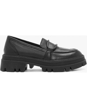 Daniel Vover Black Leather Chunky Loafers
