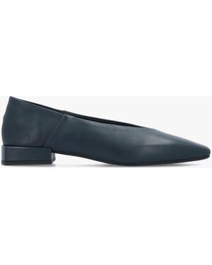 Daniel Saria Leather Square Toe Ballet Court Shoes - Blue