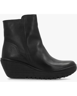 Fly London Yeti Wedge Ankle Boots - Black