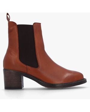 Daniel Ichels Tan Leather Block Heel Chelsea Boots - Brown
