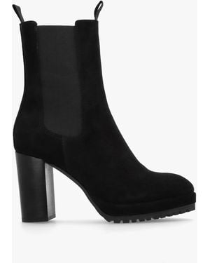 Daniel Thea Black Suede High Block Heel Platform Chelsea Boots
