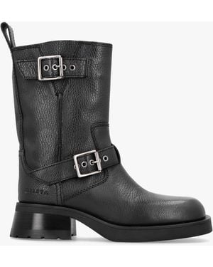 Miista Renate Black Leather Biker Boots