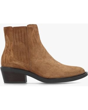 Daniel Ikes Embroidered Western Ankle Boots - Brown