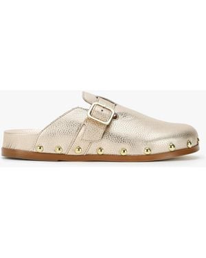 Alpe Ambur Rose Leather Mule Clogs - White