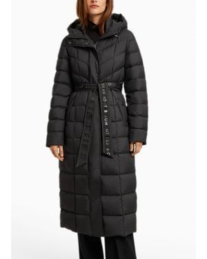 Beaumont Organic Zahra Black Longline Puffa Coat - Blue