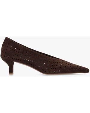 Daniel Skye Perforated Kitten Heel Court Shoes - Brown