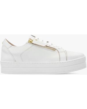Moda In Pelle Abbee Side Zip Lace Up Flatform Trainers - White