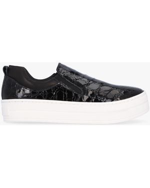 Daniel Taker Black Patent Leather Moc Croc Sneakers - White
