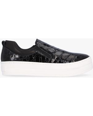 Daniel Taker Black Patent Leather Moc Croc Sneakers - White