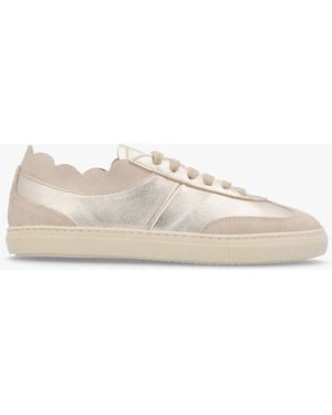 Daniel Thascal Gold Leather Low Profile Trainers - White