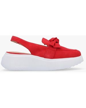 Wonders Winger Rojo Suede Knotted Sling Back Moccasins - Red