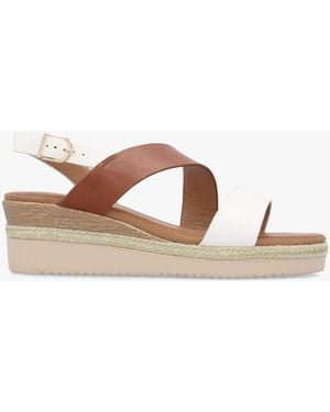 Moda In Pelle Joani Tan Multi Strappy Low Wedge Sandals - Brown