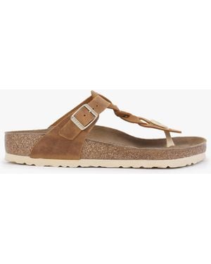 Birkenstock Gizeh Braided Regular Cognac Oiled Leather Toe Post Sandals - Brown