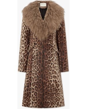 Charlotte Simone Naomi Leopard Print Caramel Longline Coat - Brown