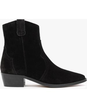 Alpe Lunette Black Suede Cowboy Boots