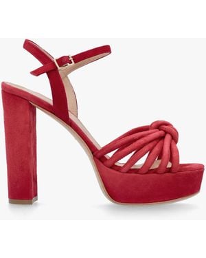 Daniel Aknot Red Suede Platform Heeled Sandals