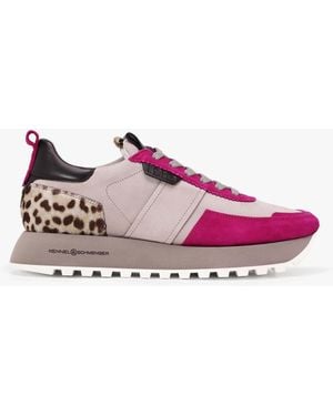 Kennel & Schmenger Flash Purple Multi Nubuck Leopard Trainers - Pink