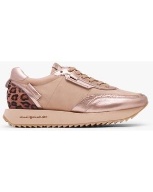 Kennel & Schmenger Flash Gold Multi Nubuck Leopard Trainers - Pink