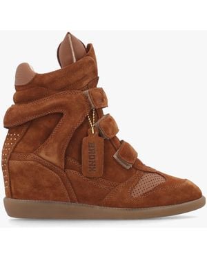 Bronx Jae-Yy Caramel Suede High Top Wedge Trainers - Brown