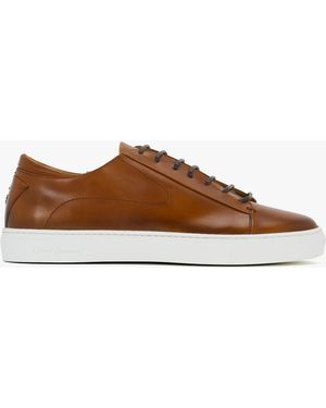 Oliver Sweeney Sirolo Dark Tan Leather Cupsole Trainers - Brown
