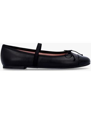 Pretty Ballerinas Amelie Black Leather Mary Jane Ballerina Court Shoes - White