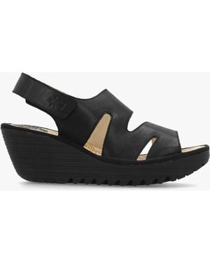 Fly London Yaad Wedge Sandals - Black
