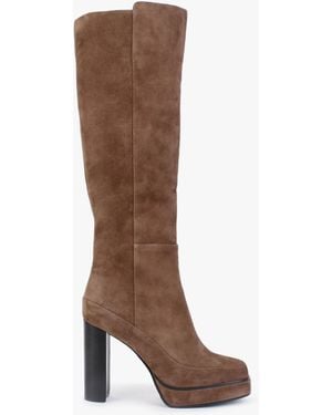 Daniel Sippy Tan Suede Platform Knee Boots - Brown