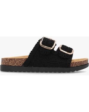 Daniel Yuri Crochet Double Buckle Mules - Black