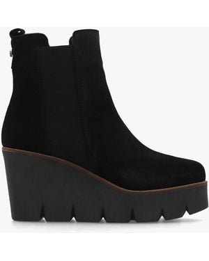 Alpe Alpaca Black Suede Wedge Ankle Boots