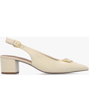 Radley Bliss Crescent Salt Leather Block Heeled Sling Backs - Natural