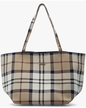 Barbour Layla Large Rosewood Tartan Tote Bag - White