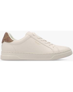 COACH High Line Chalk Khaki Leather Trainers - Natural