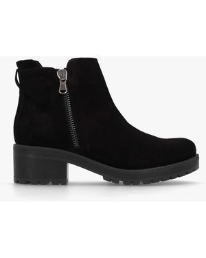 Daniel Lockette Black Suede Size Zip Chunky Ankle Boots