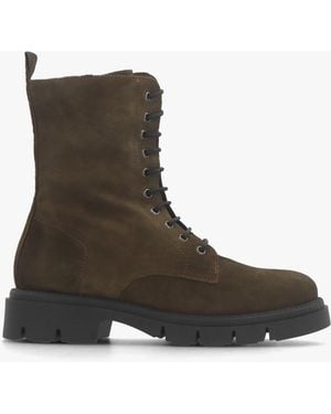 Daniel Lacie Khaki Suede Lace Up Ankle Boots - Brown