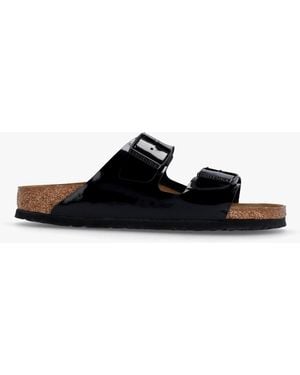 Birkenstock Arizona Birko-flor Black Patent Two Bar Mules