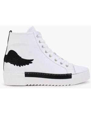 Martel Angels White Leather Black Wing High Top Trainers