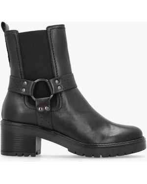 Moda In Pelle Butini Black Leather Block Heel Chelsea Boots