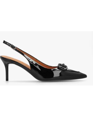 Daniel Eppie Black Patent Leather Mid Heel Sling Back Shoes - Multicolour
