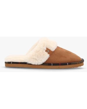 Barbour Claudia Camel Mule Slippers - White