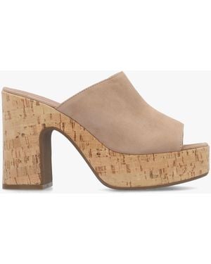 Daniel Silken Cork Platform Heeled Mules - Natural