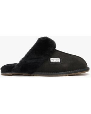 Australia Luxe Black Double-face Sheepskin Closed Mule Slippers