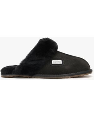Australia Luxe Black Double-face Sheepskin Closed Mule Slippers