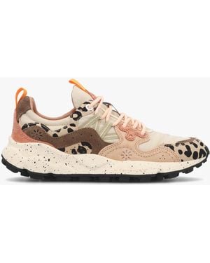 Flower Mountain Yamano 3 Milk Light Leopard Suede Trainers - White
