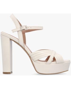 Daniel Avery Cream Leather Platform Heeled Sandals - White